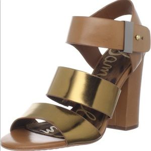 Sam Edelman Gold Bronze Yelena Ankle-Strap Sandal